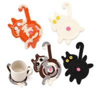 4 Pcs Cat Bum Coasters, Novelty Drinks Coaster Set and Gift for Cat Lovers | Set of 4 novelty coasters shaped as a cat's bottom, a small joke that lives on the coffee table all year