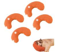 4 Pcs Cat Calming Pillow for Kittens and Puppies, Soft Fluffy U Shaped Pet Pillow Cushion, Chew-Proof Small Dog Pillow for Head, Ideal for Indoor Cats Sleep & Anxiety Relief (orange)