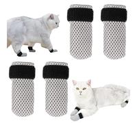 4 Pcs Cat Claw Caps, Cat Nail Caps, Cat Booties, Cat Booties Anti Scratch Cat Mittens, to Prevent Scratching Suitable for Bathing, Feeding and Nail Trimming of Cats (S, Black/Grey)