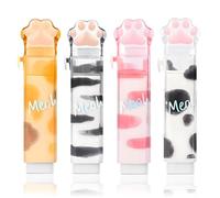 4 Pcs Cat Paw Eraser, Sliding Retractable Erasers with Cat Paw Plastic Sleeve, Cat Paw Rubbers for Kids, Push-Pull Rubber Eraser for Students Writing Office School Stationery