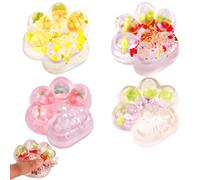 4 Pcs Cat Paw Squishy,Cat Claw Stress Relief Taba Squishy Paw, Fruit Toy Squeeze Fidget Toys,Cute Animals Stress Relieving Fidget Toy for Boys Girls Adults Birthday Party Gifts