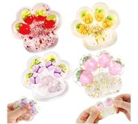 4 Pcs Cat Paw Squishy, Taba Squishy Paw Fufu Squishy Cute Fruit Cat Paw Squishy Fufu Fidget Toys Sensory Fidget Toys Adorable Squishy for Kids Adults Effective Anxiety Relief Party Favors