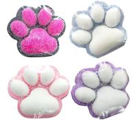 4 PCS Cat Paw Squishy Toys,Silicone Slow Rebound Plush Cat Claws Pinch Fun,Mini Kawaii Cat Squeeze Toys,Squishy Cat Paw Squeeze Toys Pinch Family for Anxiety Relief
