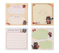 4 PCS Cat Sticky Notes, Fun Sticky Notes with Cat Apple Pattern, Removable Stationary for Girls Office, School, Home, Cat Themed Gifts for Women