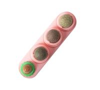4 Pcs Catnip Silvervine Ball Toys - Extra Cat Energy Ball Edible Cats Lick Kitten Chew Teeth Cleaning Dental Wall Treats Concentrated Flavor for All Breeds, Cat Toy Pet Supplies (Pink)
