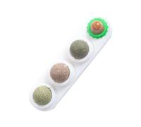 4 Pcs Catnip Silvervine Ball Toys - Extra Cat Energy Ball Edible Cats Lick Kitten Chew Teeth Cleaning Dental Wall Treats Concentrated Flavor for All Breeds, Cat Toy Pet Supplies (White)