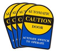 4 Pcs Caution Automatic Door Sticker, 2-Sided visible Activate Switch to Operate Signs,5x7.3in (blue)
