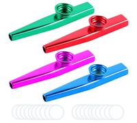 4 Pcs Cazoo Music Kazoo Instrument,Multi-color Kazoo Set with 20 Flute Membranes,Mini Metal Musical Instruments Playable for Music Enthusiast Beginners Kids Party Gifts