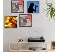 4 Pcs CD Music Frame, Black 12.5" x 12.5" Vinyl Album Frame Wall Mounted, Made To Display LP Covers, PVC Frames Home Hanging Decor, Fits Wall, Easy to Hang