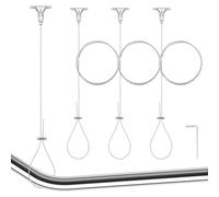 4 Pcs Ceiling Bracket Stainless Steel Adjustable Ceiling Shower Curtain Rod Support Kit 180° Rotatable Heavy Duty 50lbs Load Extendable to 78 Inch for Shower Curtain Pole Support System