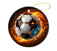 4 Pcs Ceramic Christmas Ornaments 2.8 Inch - Cool Soccer Ball Double Sided Round Holiday Tree Hanging Decor for Home, Party, Hotel Decorations, Gift for Teacher, Neighbor, Friend