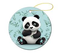 4 Pcs Ceramic Christmas Ornaments - Panda Star Round Double Sided Porcelain Hanging Decor for Xmas Tree, Holiday Home Decor and Gift Party Decorations (2.8 Inch)