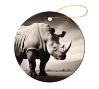 4 Pcs Ceramic Christmas Ornaments - South Africa Animal Round Double Sided Porcelain Hanging Decor for Xmas Tree, Holiday Home Decor and Gift Party Decorations (2.8 Inch)