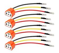 4 PCS Ceramic H4 Socket, VooGenzek H4 9003 HB2 Harness H4 Wiring Harness H4 to 3 Pin Adapter H4 Headlight Harness, Fix Un-Standard H4 Plug Pins, for Headlights or Fog Lights, Orange