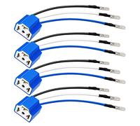 4 PCS Ceramic H4 Socket, VooGenzek H4 9003 HB2 Harness H4 Wiring Harness H4 to 3 Pin Adapter H4 Headlight Harness, Fix Un-Standard H4 Plug Pins, for Headlights or Fog Lights, Blue