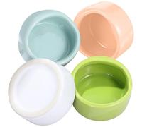 4 Pcs Ceramic Hamster Feeding Bowl for Cage round Small Lovely