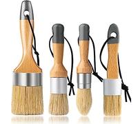 4 PCS Chalk and Wax Paint Brush Furniture Small Round Oval Brush Chalk Paint Brush with Natural Bristles for Painting or Waxing