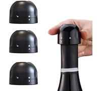 4 Pcs Champagne Stopper Wine Bottle Stopper Air Tight Sparkling Wine Saver, Leak Proof Bottle Sealer, Reusable, Cork Replacement, Prolong Wine Fresh (Black)