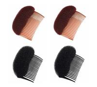 4 Pcs Charming Bump It Up Volume Inserts Hair Base Hair Comb Do Beehive Hair Styler Insert Hair Bun Maker Bump Up Hair Pads Hair Bump Base for Women Girls(Black and Brown)