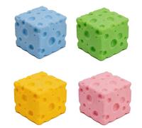 4 PCS Cheese Squishy, Big Cheese Squishy Ornament for Daily Relaxation, Office Desk Leisure Decor, Portable Desk Ornament for All Crowds, Desktop Decor Blocks Random pink, green, blue, yellow