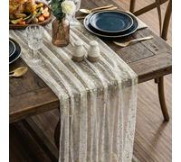 4 pcs Cheesecloth Table Runner 27.5"x118", 10FT Long Gauze Table Runner Boho for Wedding Reception Sheer Bridal Baby Shower Party Banquet Dining Rustic Table Decoration Tablecloth,Beige (70x300cm)