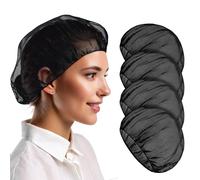 4 Pcs Chef Hat Unisex Elastic Kitchen Cooking Hat Food Service Hair Nets Mesh Cap Adjustable Reusable Washable Cooking Chef Cap for Food Service Workers (Black)