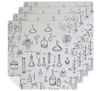 4 PCS Chemistry Print Cloth Napkins 18.7"x18.7"- Single-Sided Print, Soft & Reusable Napkins for Elegant Dining, Wedding, Party, Restaurant Decor