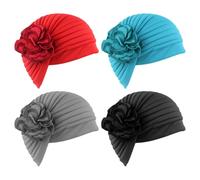 4 PCS Chemo Headwear for Women Chemo Headwear Head Scarf for Women with Flower Design Comfortable and Breathable Suitable for Cancer Patients with Hair Loss and Chemotherapy