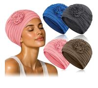 4 Pcs Chemo Headwear for Women - Soft Breathable Cancer Headwear, Stretchy Turban Hat for Hair Loss, Head Coverings for Women
