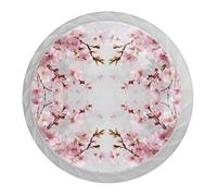 4 PCS Cherry Blossom Cabinet Knobs with 2 Sizes Screws, 35mm White Round Drawer Handles Cupboards Door Knobs for Kitchen and Dresser Drawers, Office, Bathroom Cabinet