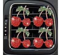 4 Pcs Cherry Decor Air Vent Clips Car Accessories,Stylish Fresheners Automotive Accessories for Women Interior Upgrade,Cherry Rhinestone Clip Bling Cute Car Interior Decoration for Women Decor