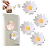 4 PCS Cherry-Shaped Magnetic Food Clip & Fridge Magnet, Daisy Blossom Magnet Bag Clips, 3D Cute Flower Fridge Magnets, 2-in-1 Cute Flower Clips with Magnetic Back for Snacks, Kitchen & Office (White)
