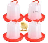 4 Pcs Chick Waterers, 2.5 L Poultry Water Feeders, Poultry Drinkers with Handle, Heavy-Duty Plastic Poultry Water Containers for Chickens, Turkeys, Ducks and More