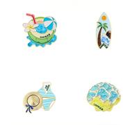 4 Pcs China Sanya Travel Pins, Sanya Summer Seaside Beach Coconut Lapel Pin, Travel Souvenirs
