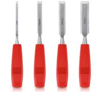 4 Pcs Chisel Set, Wood Chisel Sets for Carpenter Carving Tools with Bevel Edge, Carpenters Chizzle Set Non-Slip Handle, Hand Woodworking Tools for Carpentry Joinery Sculpting 6mm, 12mm, 18mm, 24mm
