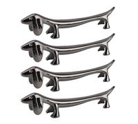 4 PCS Chopstick Rest Zinc Alloy Plating, Reusable Dinner Spoon Stand, Secure Holder for Chopsticks Fork Spoon, Modern Design Utensil Holder for Home Restaurant Party, Smooth Polish (Black Sausage Dog)