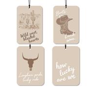 4 Pcs Christian Car Air Freshener,Floral Botanical Scented Diffusers,Boho Western Interior Hanging Air Freshener Scents Decorations (Boho Western, Agarwood,Sicilian orange,Vanilla,White tea)