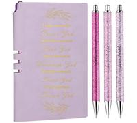 4 Pcs Christian Gifts for Women Christian Leather Notebook Bible Verse Ballpoint Pen Sunday School Journal Religious Catholic Inspirational Appreciation Gifts for Church Pastor Birthday Christmas