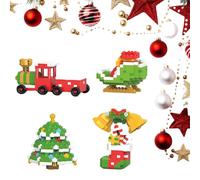 4 Pcs Christmas Building Blocks,Mini Figures,Christmas Element Building Blocks,Holiday DIY Toys Perfect for Adding Festive Charm To Desktops, Shelves Or Fireplaces