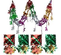 4 Pcs Christmas Ceiling Decorations, 2M Xmas Tree Hanging Foil Garlands Snowflake Decoration, Holiday Party Supplies, Colorful Snowflake Swirl Garland Ornaments, Festive Streamers, New Year Banner