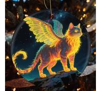 4 Pcs Christmas Ceramic Ornaments for Tree Decorations - Strange Creature Farmhouse Christmas Decor, Hanging Pendant Round Ornament for Xmas Tree Gifts (2.8 Inch)