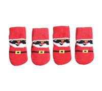 4 Pcs Christmas Dog Socks Non Slip Dog Socks Dog Paw Protector, Pet Paw Protector for Small Medium Large Senior Dogs (Red L)