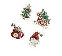 4 Pcs Christmas Festive Ornament Enamel Brooches Lapel Button Pins for Women Girls Xmas Tree Santa Claus Sleigh Candy Cane Snowflake Flower Pearl Shawl Pin Hat Jacket Jeans Backpack Bags Brooch Dainty