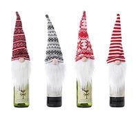 4 Pcs Christmas Gnomes Wine Bottle Cover - Santa Claus Bottle Bags Reusable Gift Bags for Christmas Party Supplies
