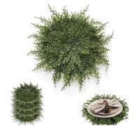 4 Pcs Christmas Greenery Placemats, 15.75Inch Large Spring Summer Round Placemats with Artificial Pine Branches Winter Place Mats Dining Table Mats for Christmas Party Decorations (Green)