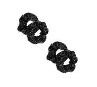 4 Pcs Christmas Hair Ties Christmas Season Sequin Hair Rope | Black Chiffon Silk Cloth, Decorative Sparkle for Buns and Ponytails, Festive Chic Style