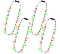 4 PCS Christmas Light Up Necklaces , 8 LED Bulbs Light Up Christmas Necklace, 3 Modes Colorful Xmas Party Supplies for Women, Battery Operated Xmas Decor for Ugly Sweater Holiday Party Festive Gifts