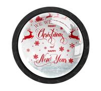 4 PCS Christmas Snow is Beautiful Drawer Dresser Knobs, Cabinet Knobs | Circle Drawer Pull Handle, Black Knob for Kitchen, Closet, Cupboard, Wardrobe, Furniture Hardware