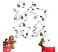 4 Pcs Christmas Stainless Steel Hanging Cup Cookie Cutter Over The Edge Mug Rim Biscuit Mould DIY Cake Decoration Christmas Cookie Cutters