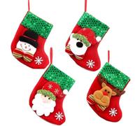 4 PCS Christmas Stocking, Mini Stockings, Mini Personalised Stockings, for Kids, Rustic Farmhouse Fireplace Hanging Ornament Christmas Holiday Party Decoration